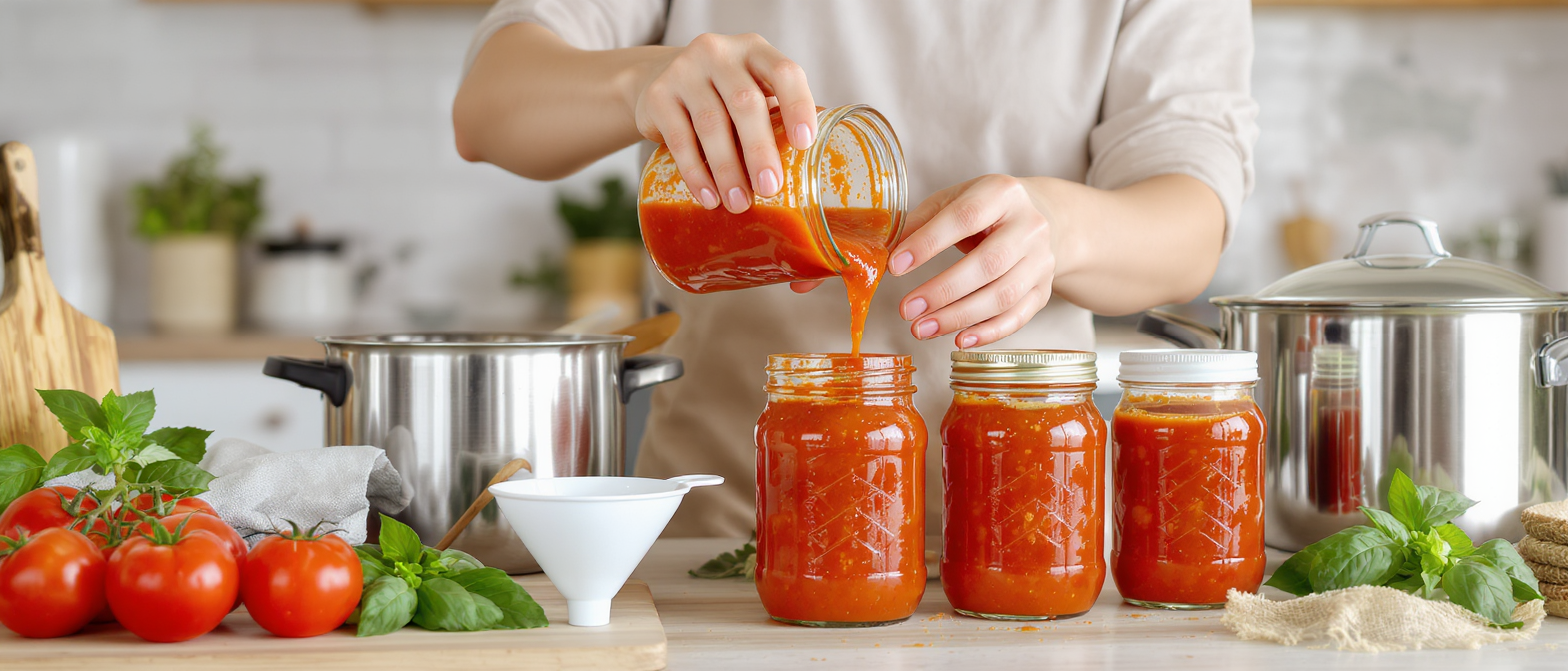 learn how to safely can tomato sauce with this beginner's guide, featuring step-by-step instructions and essential tips for preserving homemade sauce.