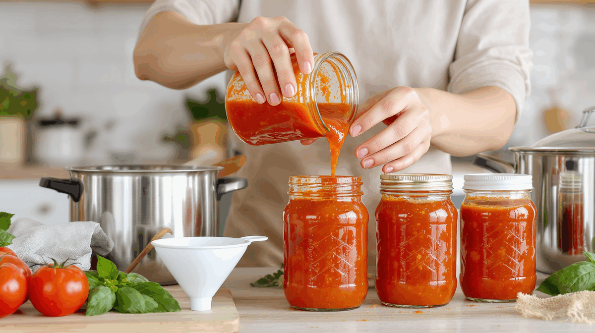 learn how to safely can tomato sauce with this beginner's guide, featuring step-by-step instructions and essential tips for preserving homemade sauce.